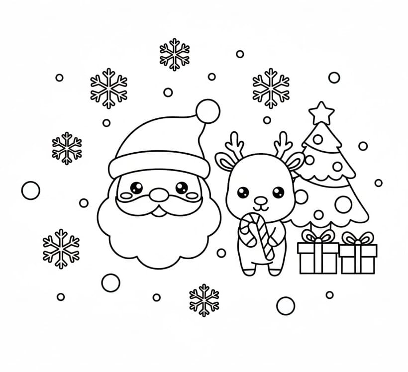Coloriage Noël Kawaii Imprimable