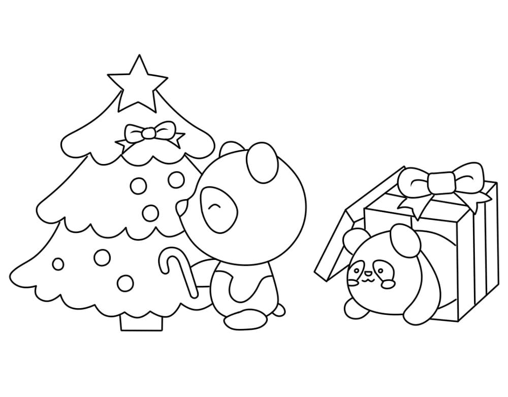Coloriage Noël Kawaii Pour les Enfants