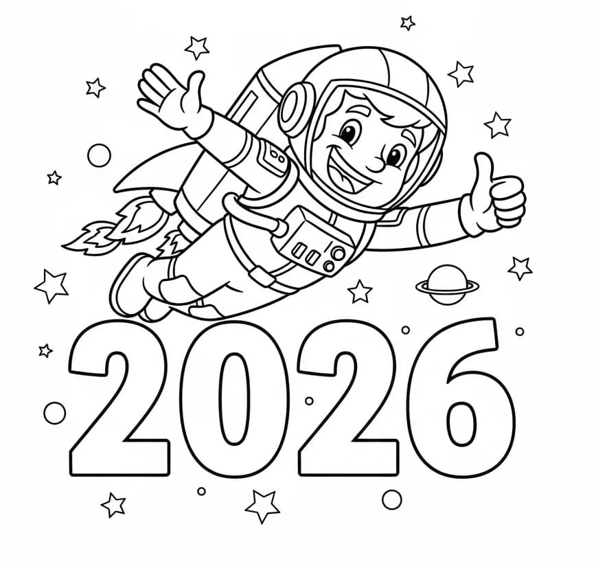 Coloriage Nouvel An 2026