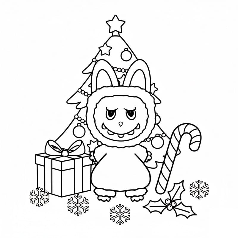 Coloriage Petit Noël Labubu