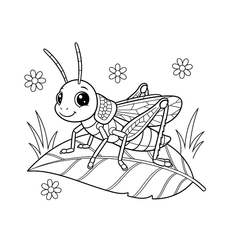 Coloriage Petite sauterelle