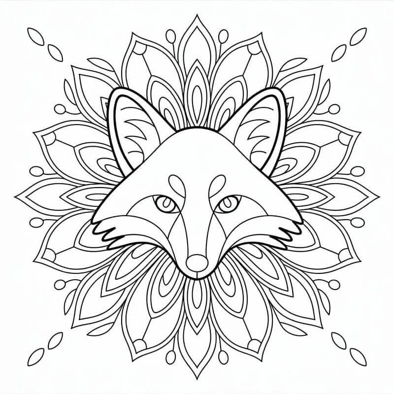 Coloriage Renard mandala incroyable