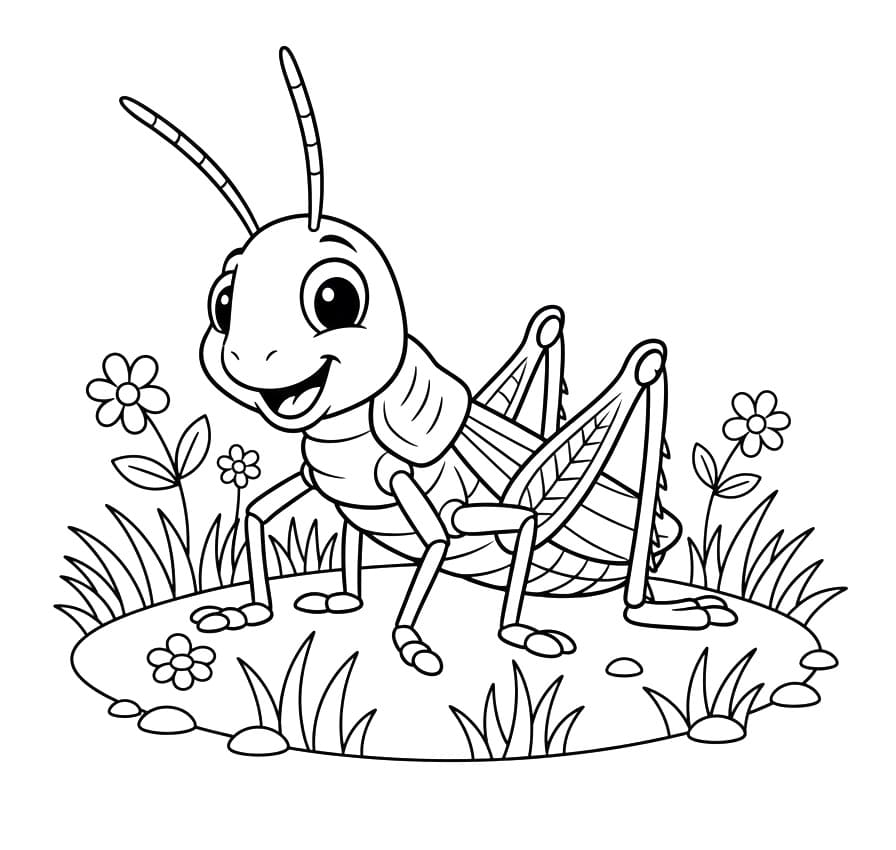 Coloriage Sauterelle amicale