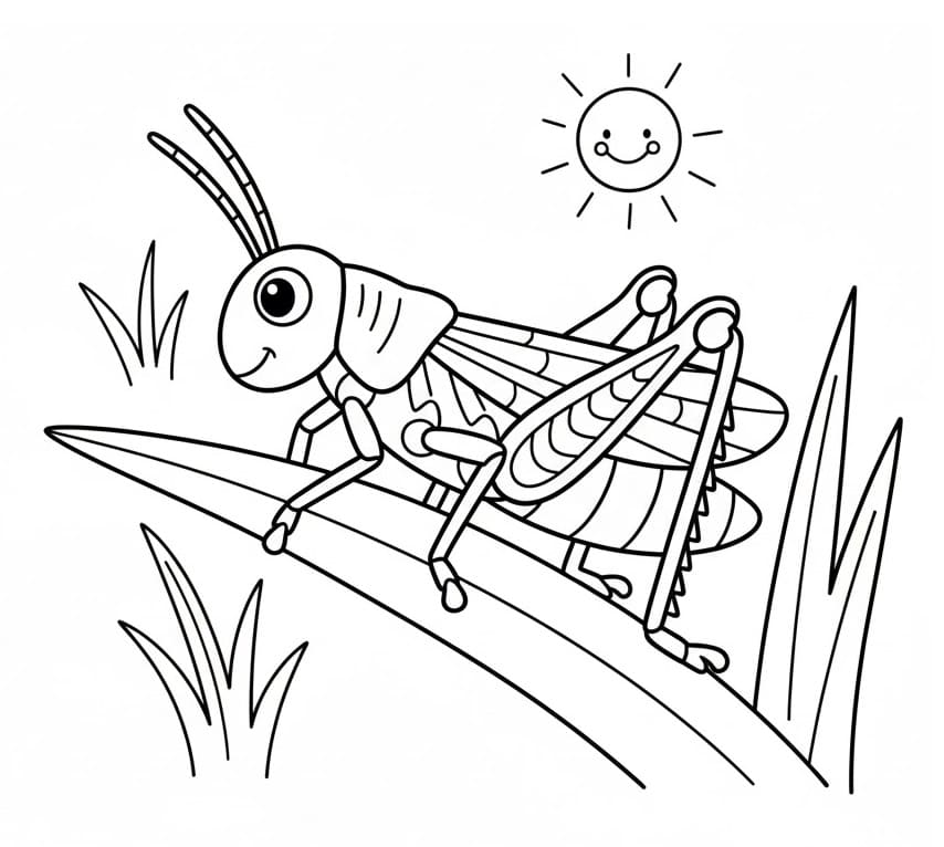Coloriage Sauterelle heureuse