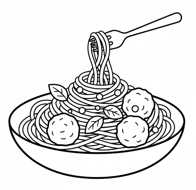 Coloriage Spaghetti Gratuit Pour les Enfants