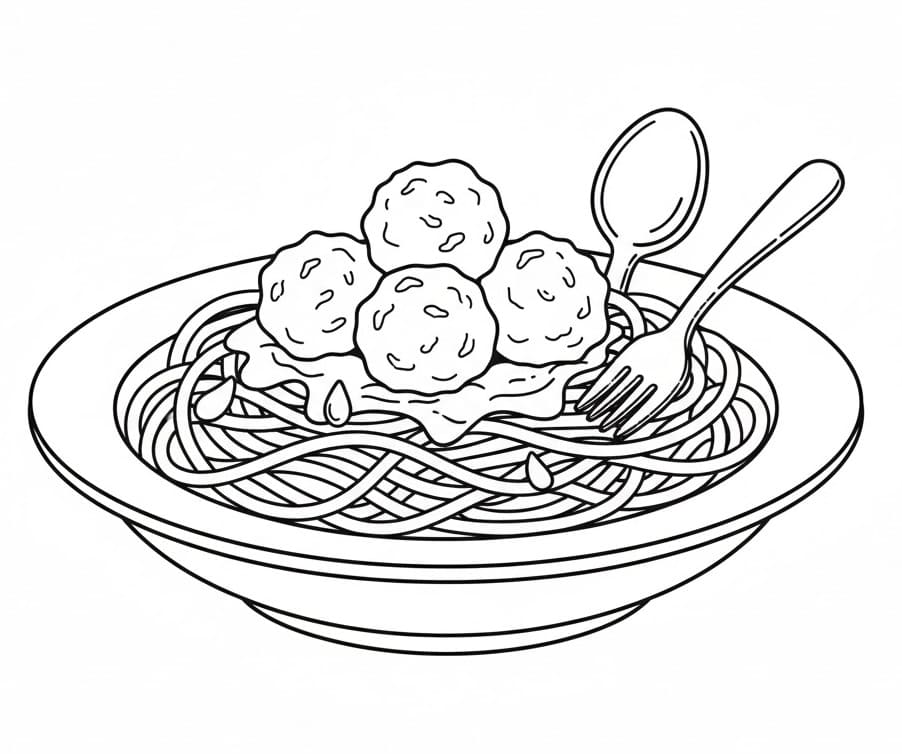 Coloriage Spaghetti Imprimable Gratuit Pour les Enfants