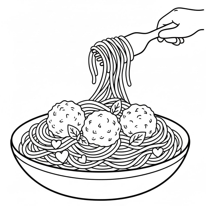 Coloriage Spaghetti Imprimable Pour les Enfants