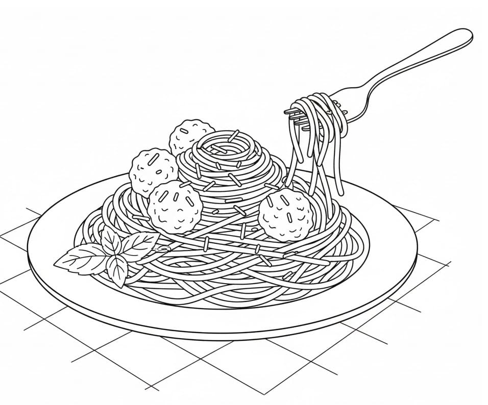 Coloriage Spaghetti Pour les Enfants de 1 An