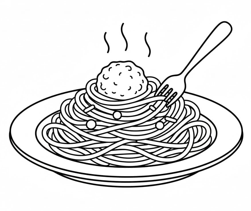 Coloriage Spaghetti Pour les Enfants de 2 Ans