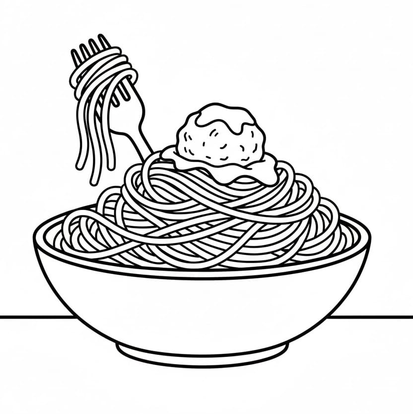 Coloriage Spaghetti Pour les Enfants de 4 Ans