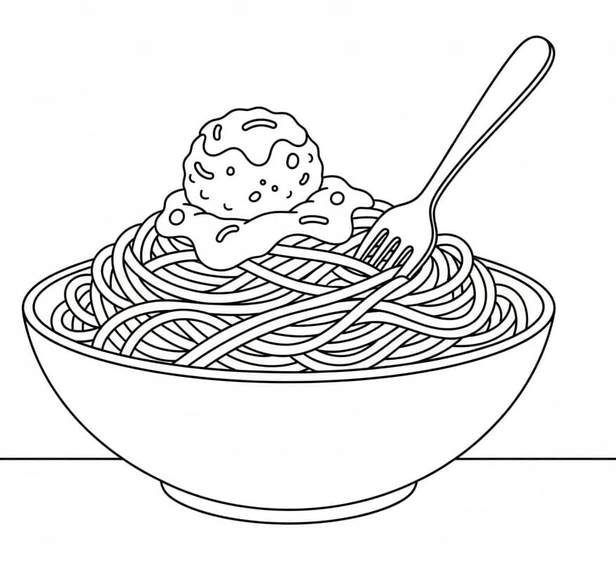 Coloriage Spaghetti Pour les Enfants de 5 Ans