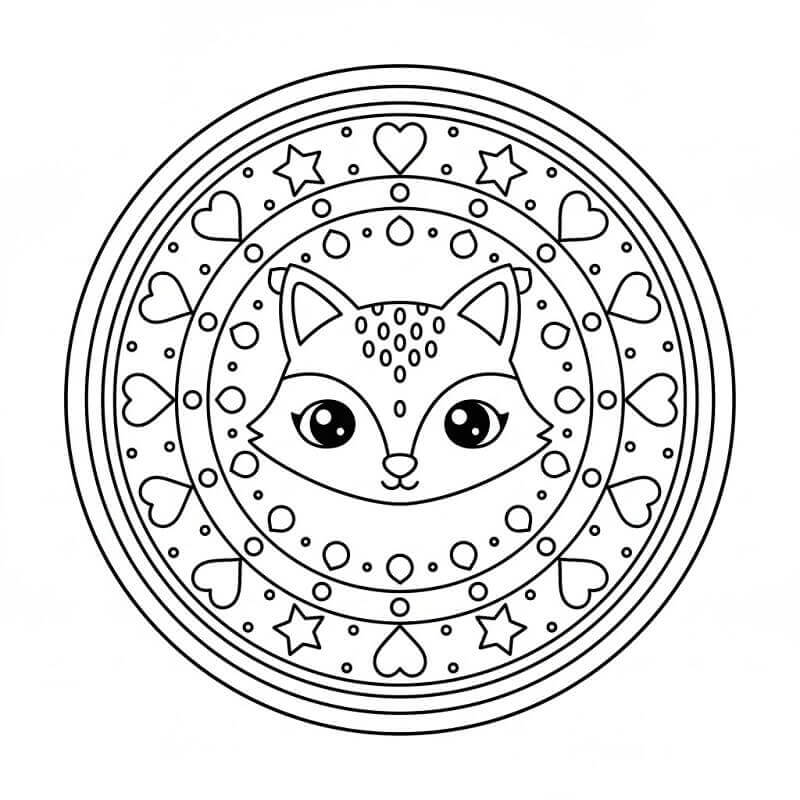 Coloriage Un mandala de renard mignon