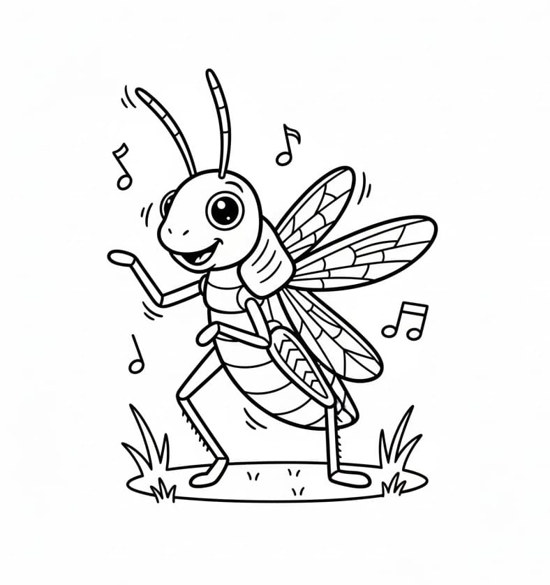 Coloriage Une Sauterelle mignonne