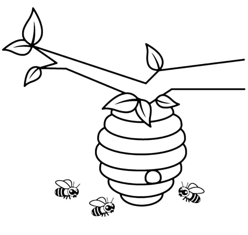 Coloriage Abeilles avec Ruche