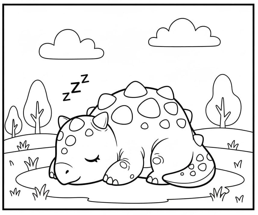 Coloriage Ankylosaure Endormi