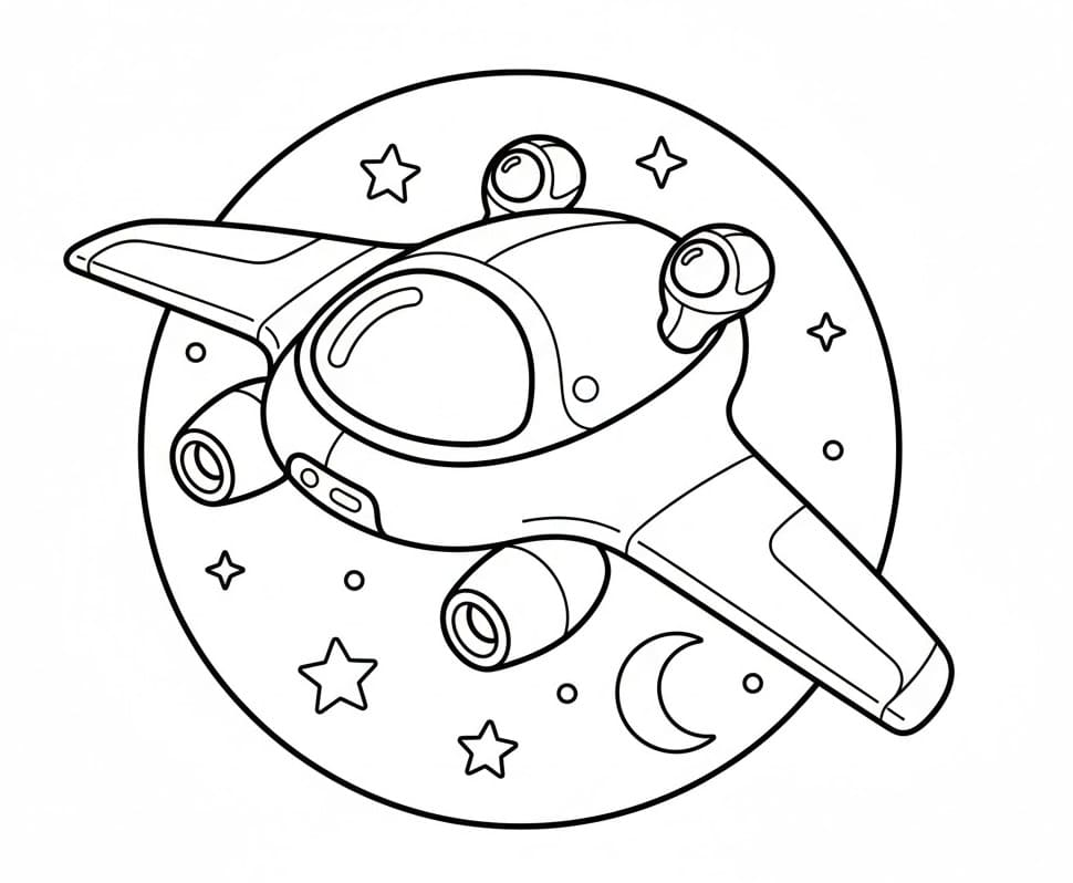 Coloriage Beau vaisseau spatial