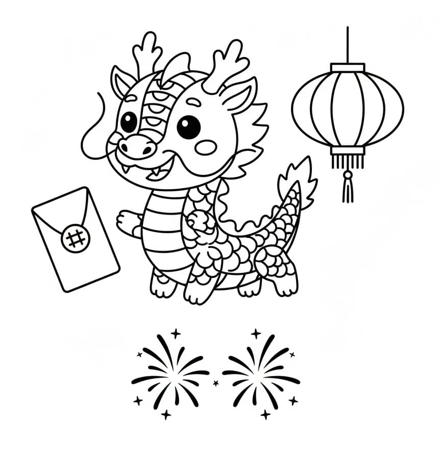 Coloriage Bonne année chinoise