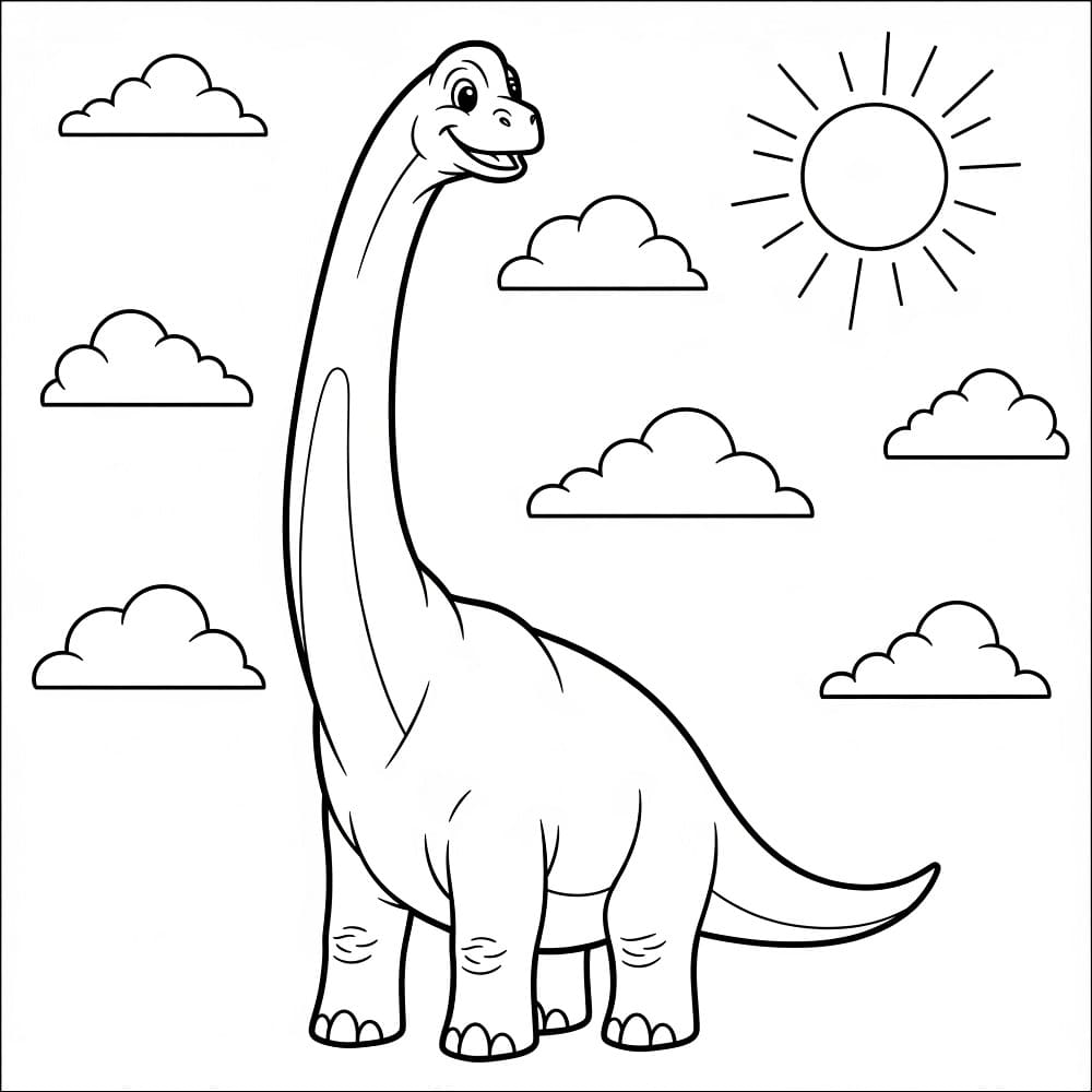 Coloriage Brachiosaure Gratuit Pour les Enfants