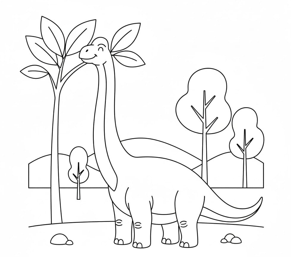 Coloriage Brachiosaure Heureux