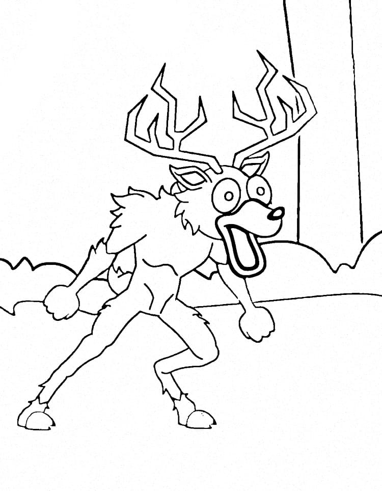 Coloriage Cerf dans 99 Nuits dans la Forêt