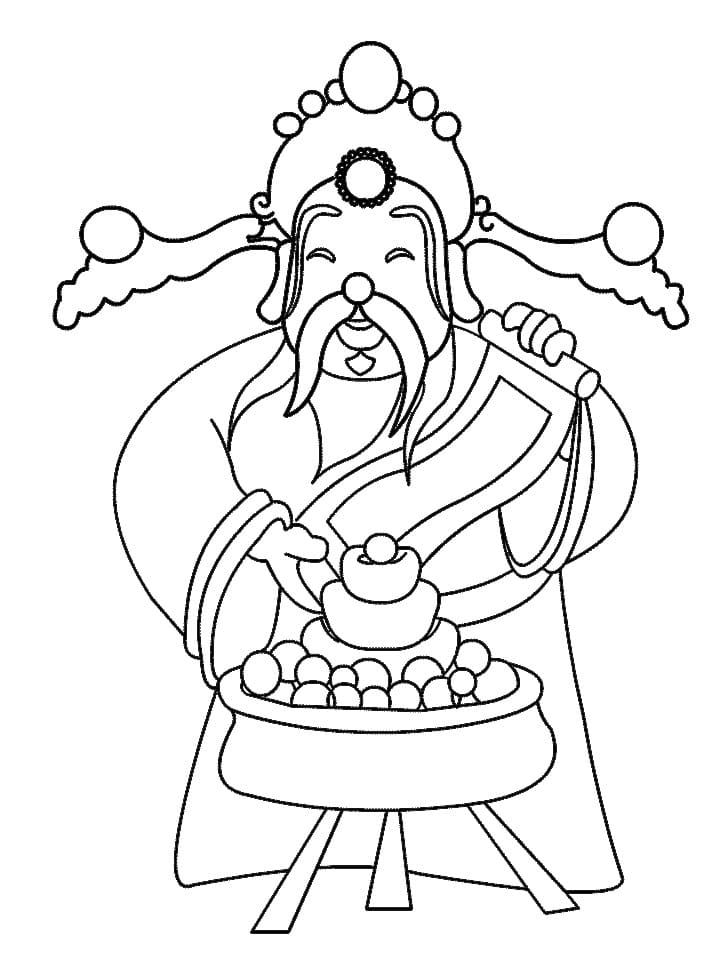 Coloriage Dessin de Nouvel An Chinois Gratuit