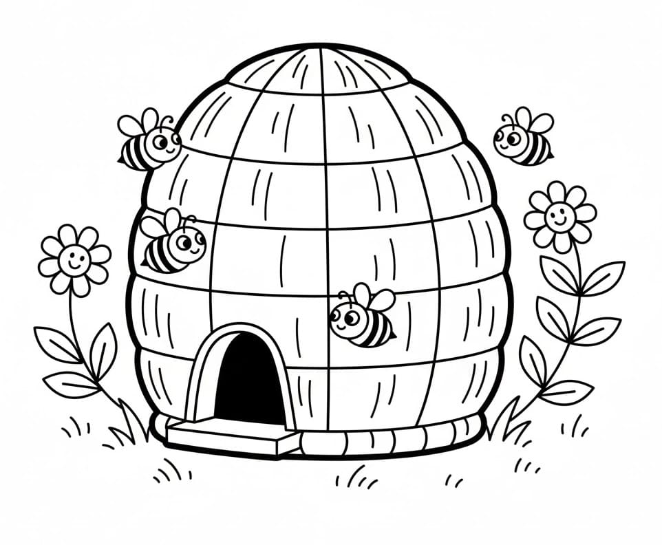 Coloriage Dessin de Ruche Gratuit