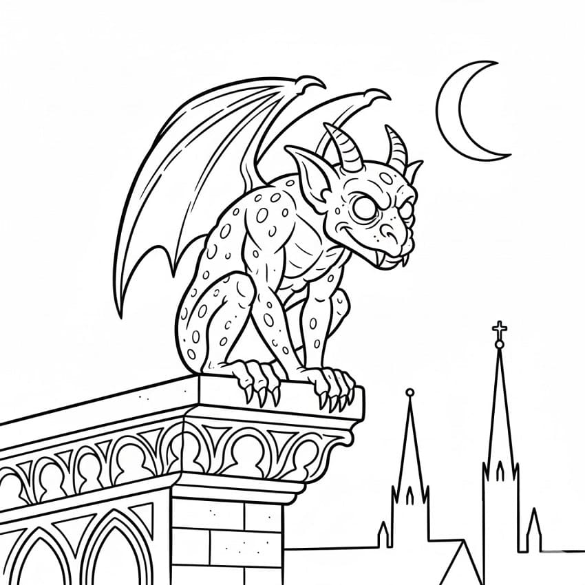 Coloriage Dessin Gratuit de Gargouille