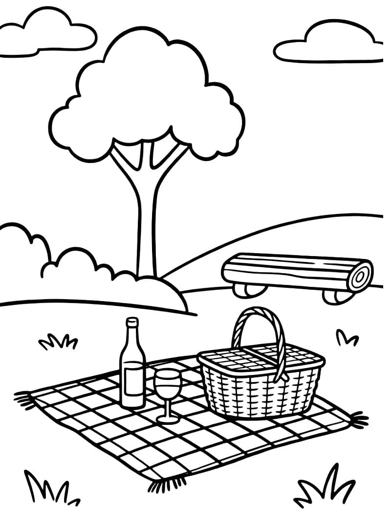Coloriage Dessin Gratuit de Pique-nique