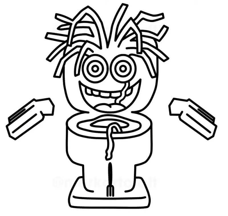 Coloriage Dessin Gratuit de Spaghetti Tualetti