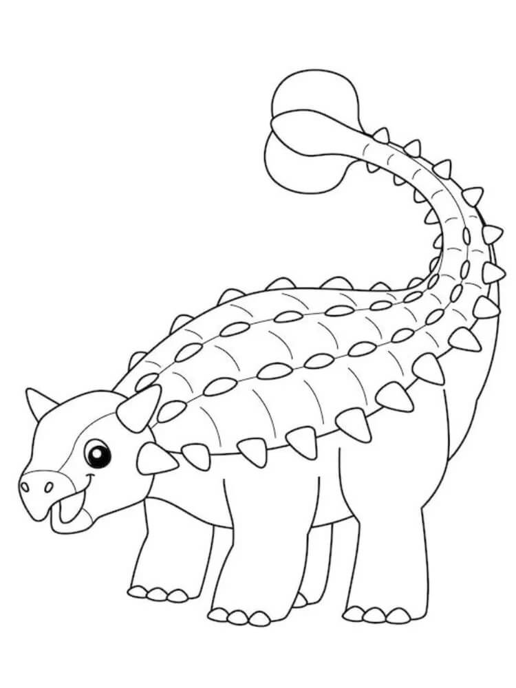 Coloriage Dinosaure Ankylosaurus Heureux