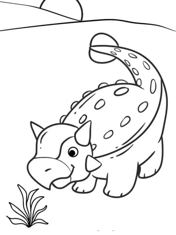Coloriage Dinosaure Ankylosaurus Mignon