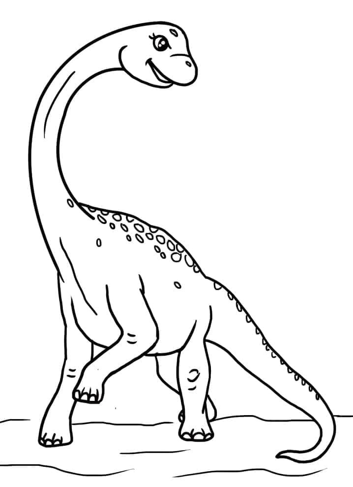 Coloriage Dinosaure Brachiosaurus Mignon