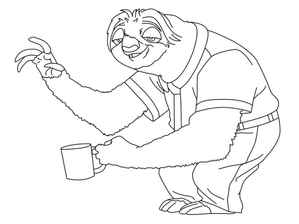 Coloriage Flash Slothmore dans Zootopie