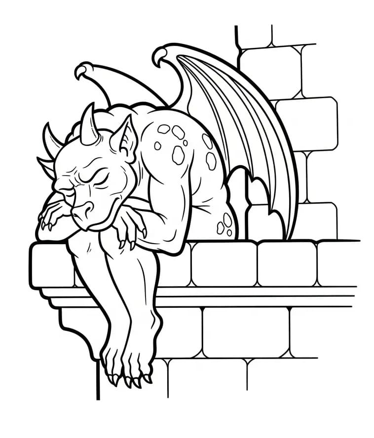 Coloriage Gargouille endormie