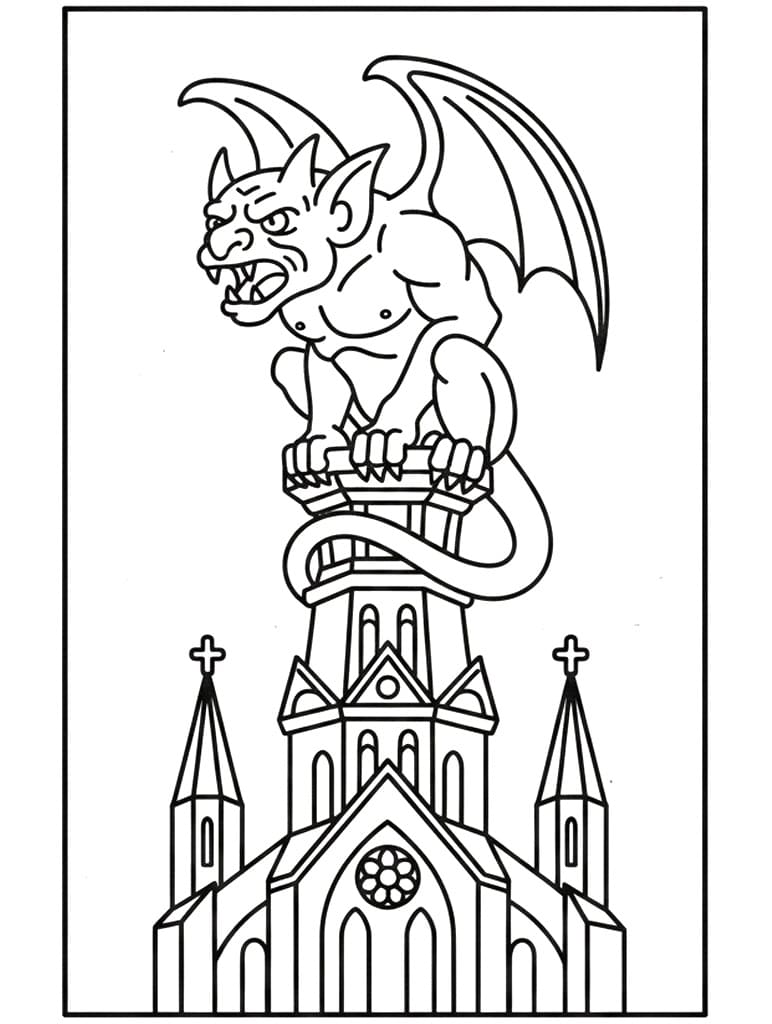 Coloriage Gargouille Imprimable Gratuit Pour les Enfants