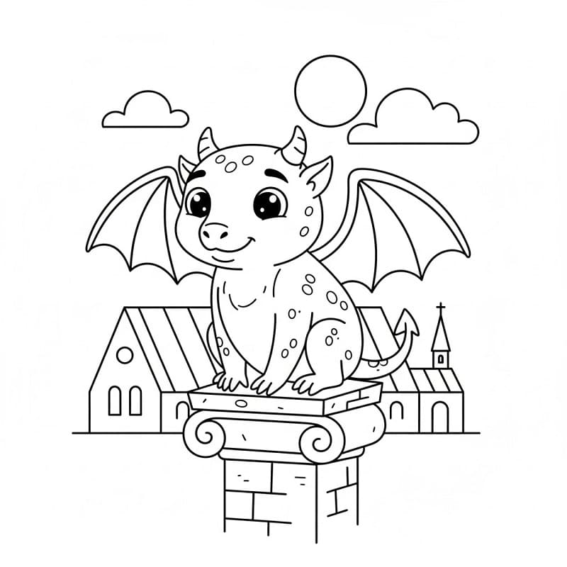Coloriage Gargouille Mignonne
