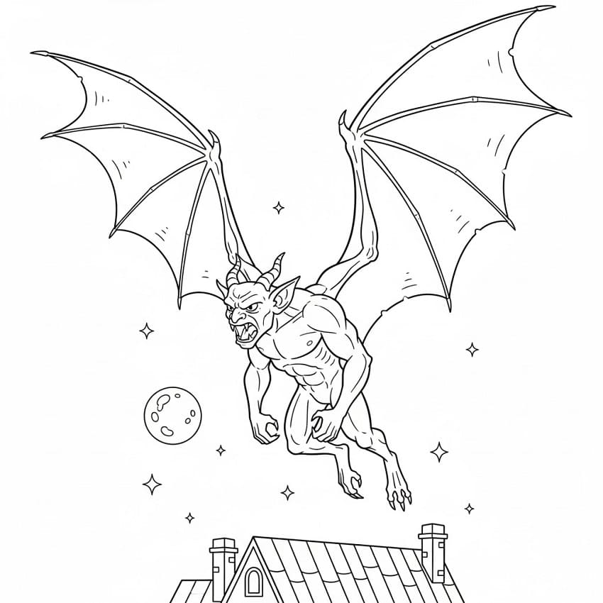 Coloriage Gargouille volante