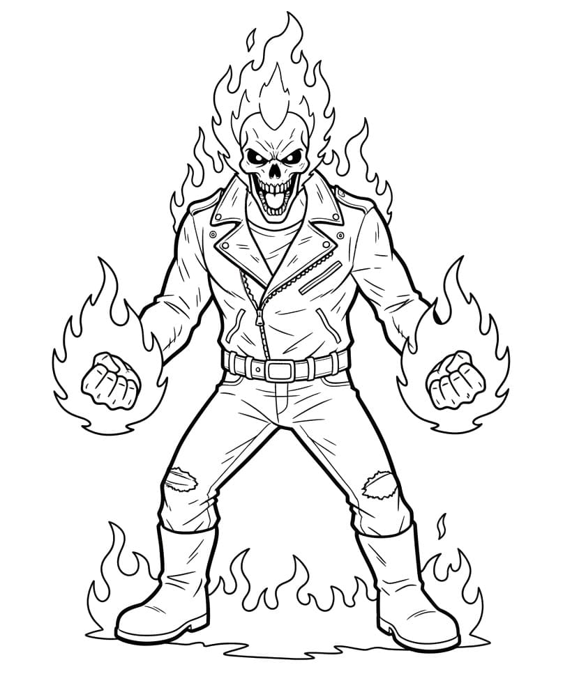 Coloriage Ghost Rider en Colère