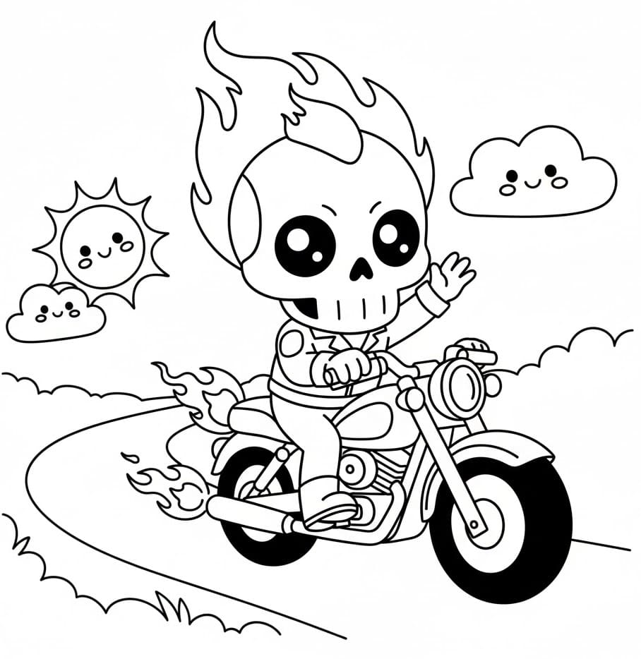 Coloriage Ghost Rider très Mignon