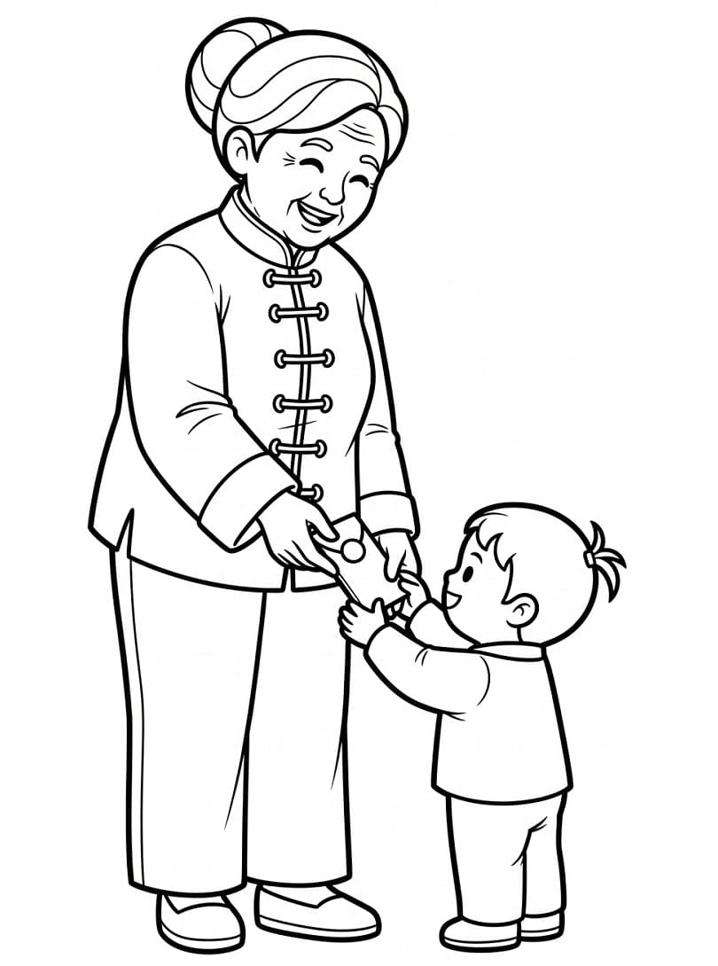 Coloriage Gratuit Nouvel An Chinois Pour les Enfants