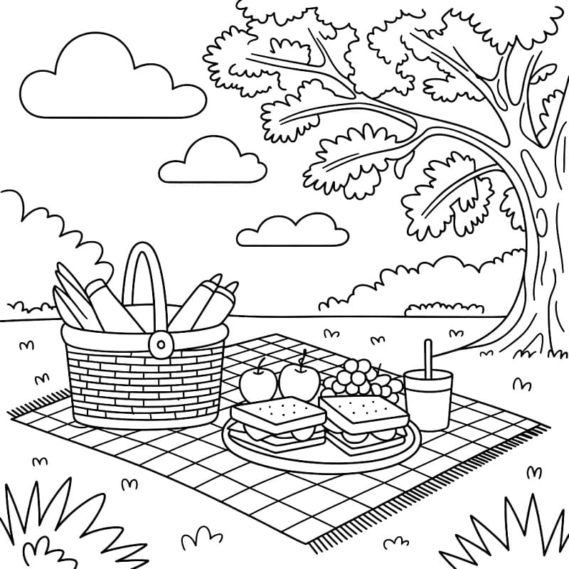Coloriage Gratuit Pique-nique