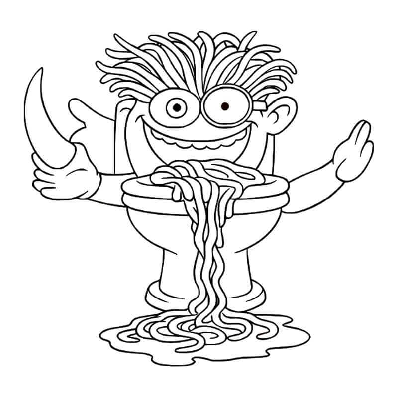 Coloriage Gratuit Spaghetti Tualetti Pour les Enfants