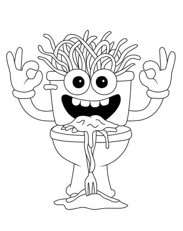 Coloriage Gratuit Spaghetti Tualetti