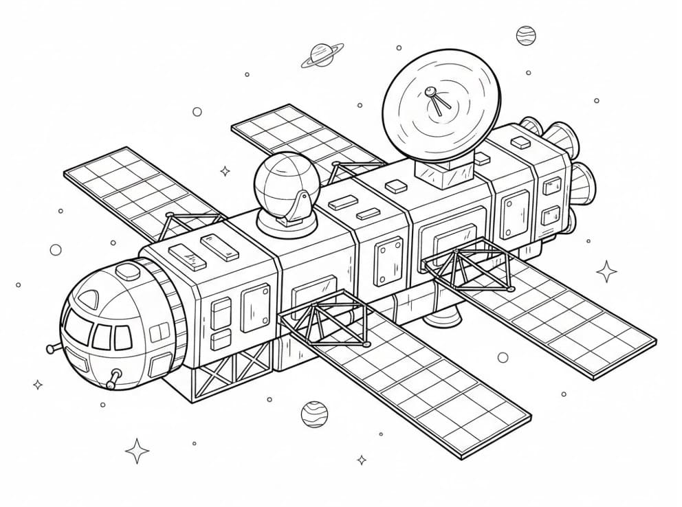 Coloriage Gratuit Vaisseau Spatial Pour les Enfants