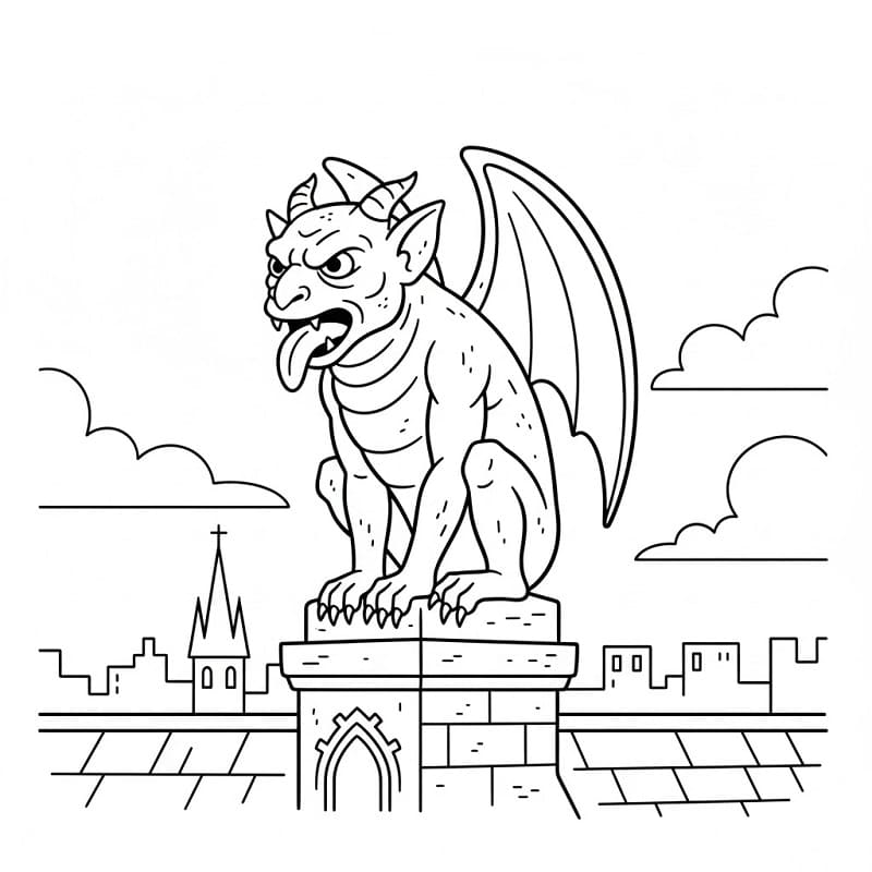 Coloriage Imprimable Gargouille Pour les Enfants