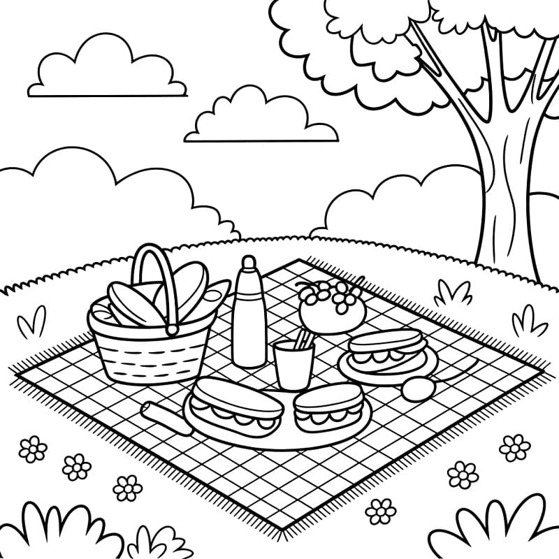 Coloriage Imprimable Gratuit Pique-nique