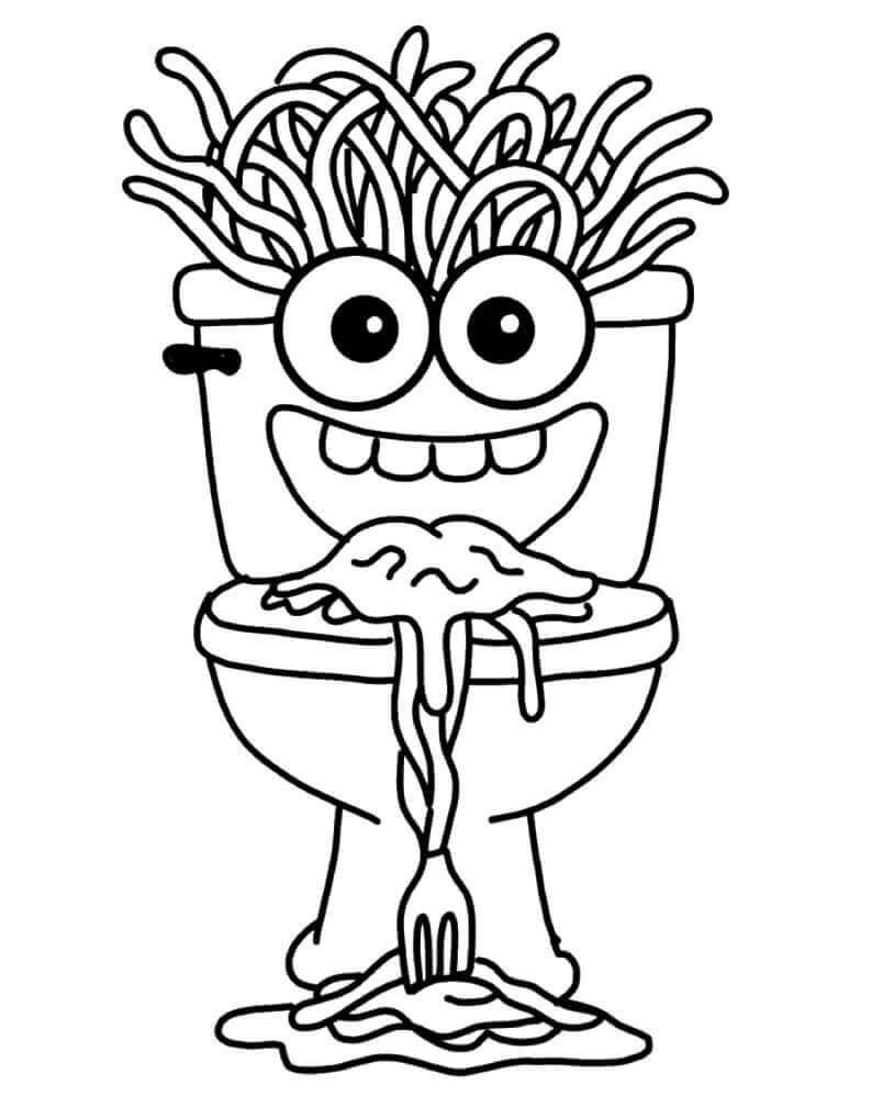 Coloriage Imprimable Gratuit Spaghetti Tualetti Pour les Enfants
