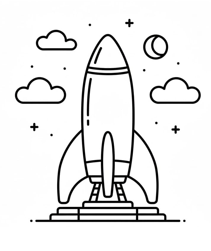 Coloriage Imprimable Gratuit Vaisseau Spatial Pour les Enfants