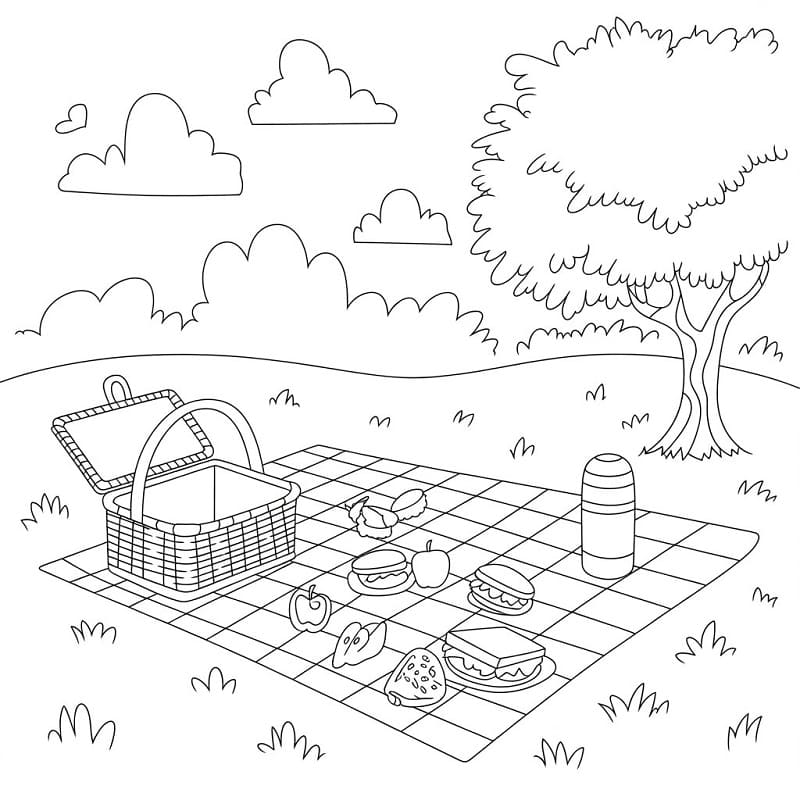 Coloriage Imprimable Pique-nique Pour les Enfants