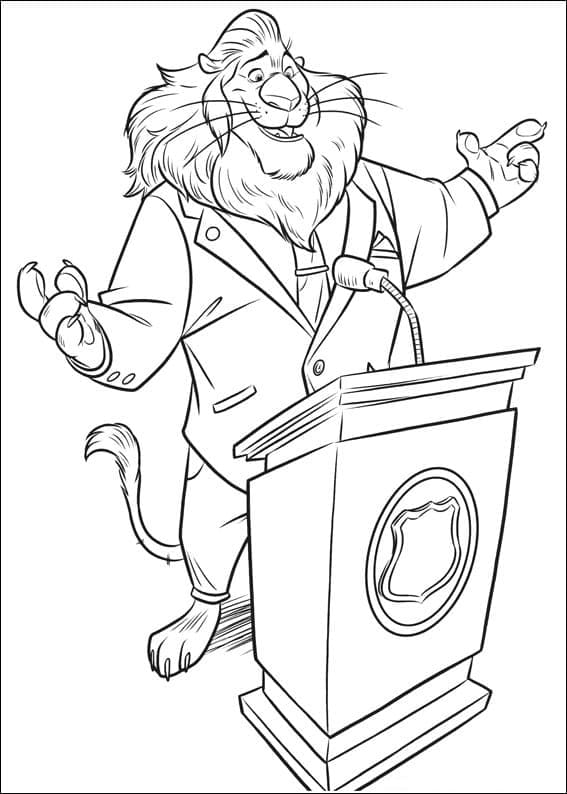 Coloriage Leodore Lionheart de Zootopie